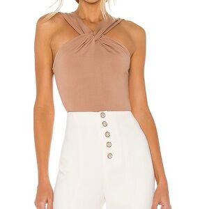 Lovers + Friends Tan Sleeveless Cut Out Bodysuit